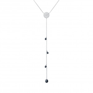 Colier perle naturale negre si argint cu cristale DiAmanti SK19253N_B-G (Argint 925‰ 5,3 g.)